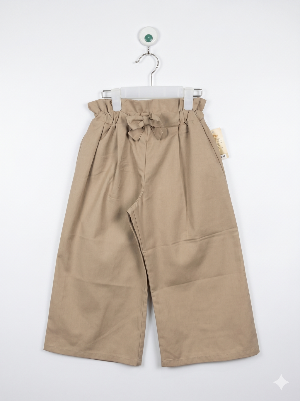 Elfindoll Classic Khaki Paperbag Waist Wide-Leg Culottes – Size Estimated Age 7-9 Years AB1