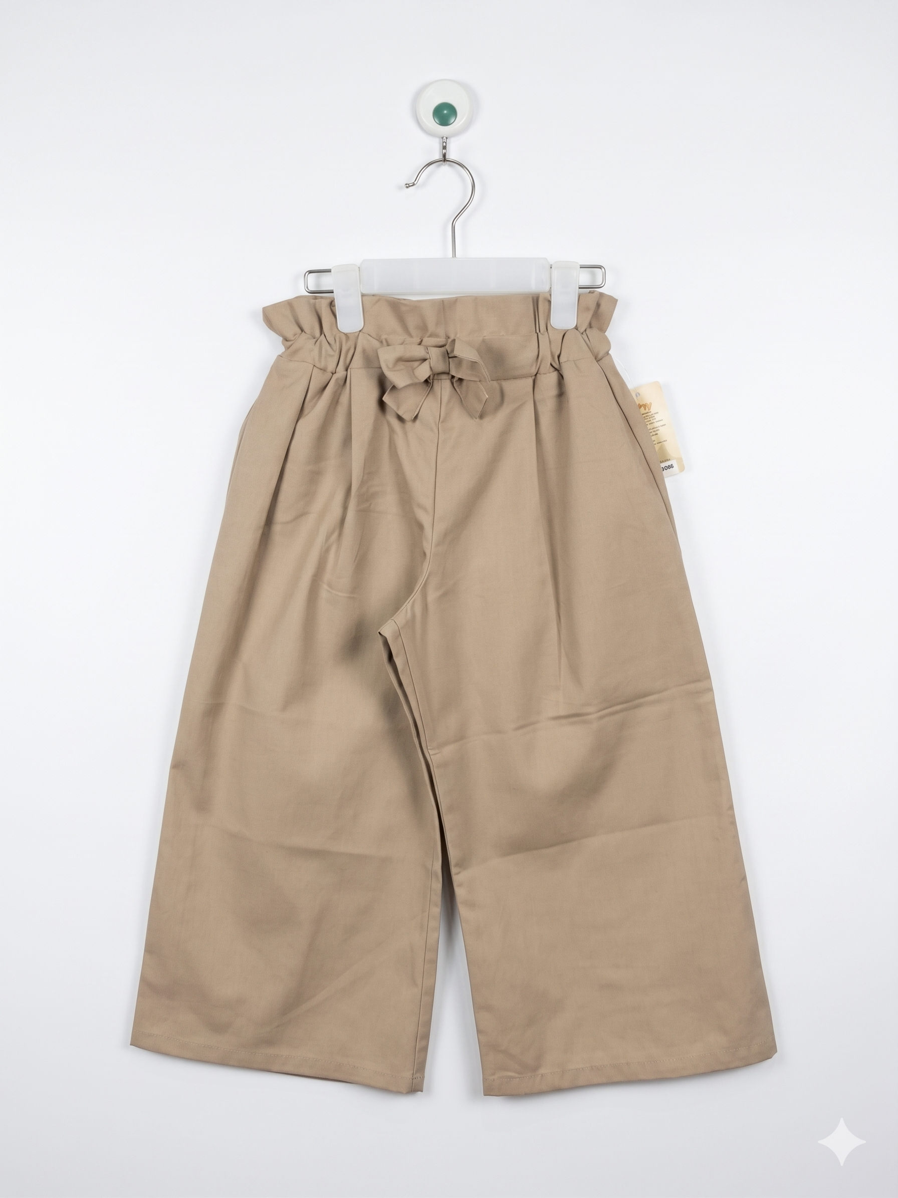 Elfindoll Classic Khaki Paperbag Waist Wide-Leg Culottes – Size Estimated Age 7-9 Years AB1