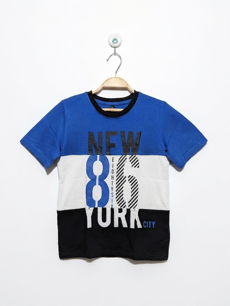 Dorian Bach Boys Color-Block "New York City" Short Sleeve Tee - Size 10A Estimated Age 10 Years AB2