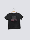 KIABI Girls Black "THIS PARTY" Sequin Short Sleeve Tee - Size Estimated Age 8 Years AB2