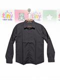 H&M Boys Solid Dark Grey Long Sleeve Button-Down Dress Shirt - Size 12/13 Years (158 cm) AB1