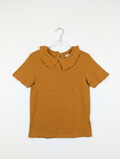 Next Girls Mustard Yellow "Peter Pan Collar" Tee - Size 10 Years (Estimated Age 10 Years) AB2