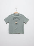 KIABI Boys Sage Green "Wolf Day" Adventure Graphic Short Sleeve Tee - Size 8A Estimated Age 8 Years AB2
