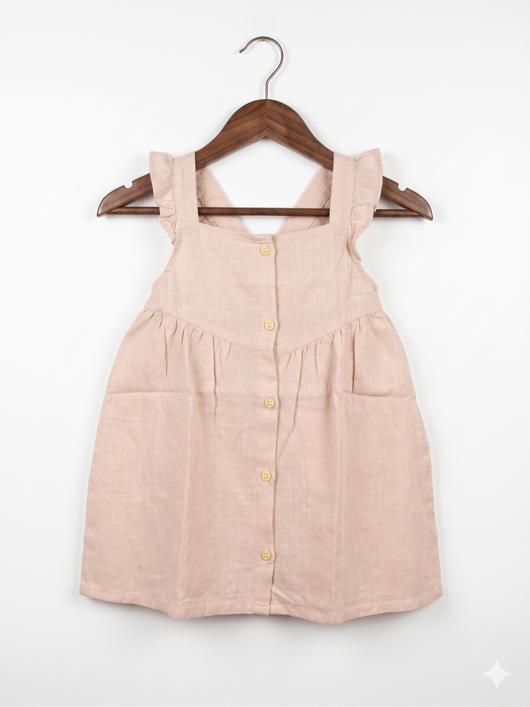 H&M Peach Ruffle-Sleeve Button-Front Dress - Size 2T (Fits 2 Years Old) AB1