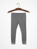 Navy. Girls' Charcoal Grey Lace-Trim Leggings - Size 4-5 Years AB1