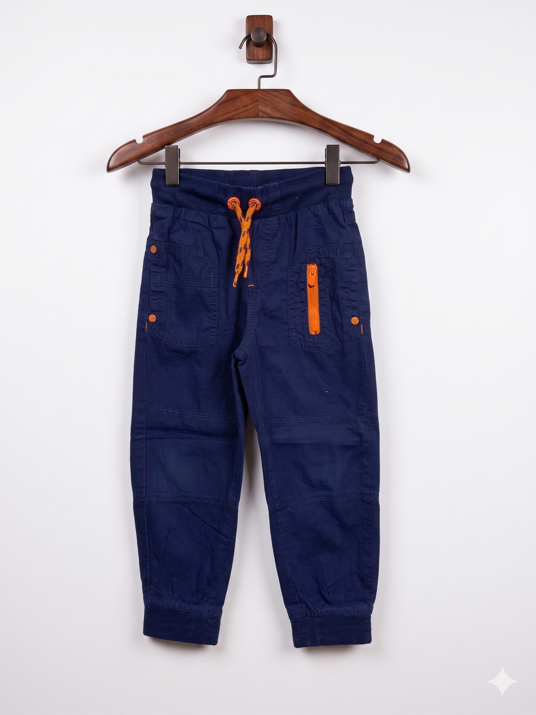 Kiki & Koko Boys' Navy Blue Twill Joggers - Size 2-3 Years AB1
