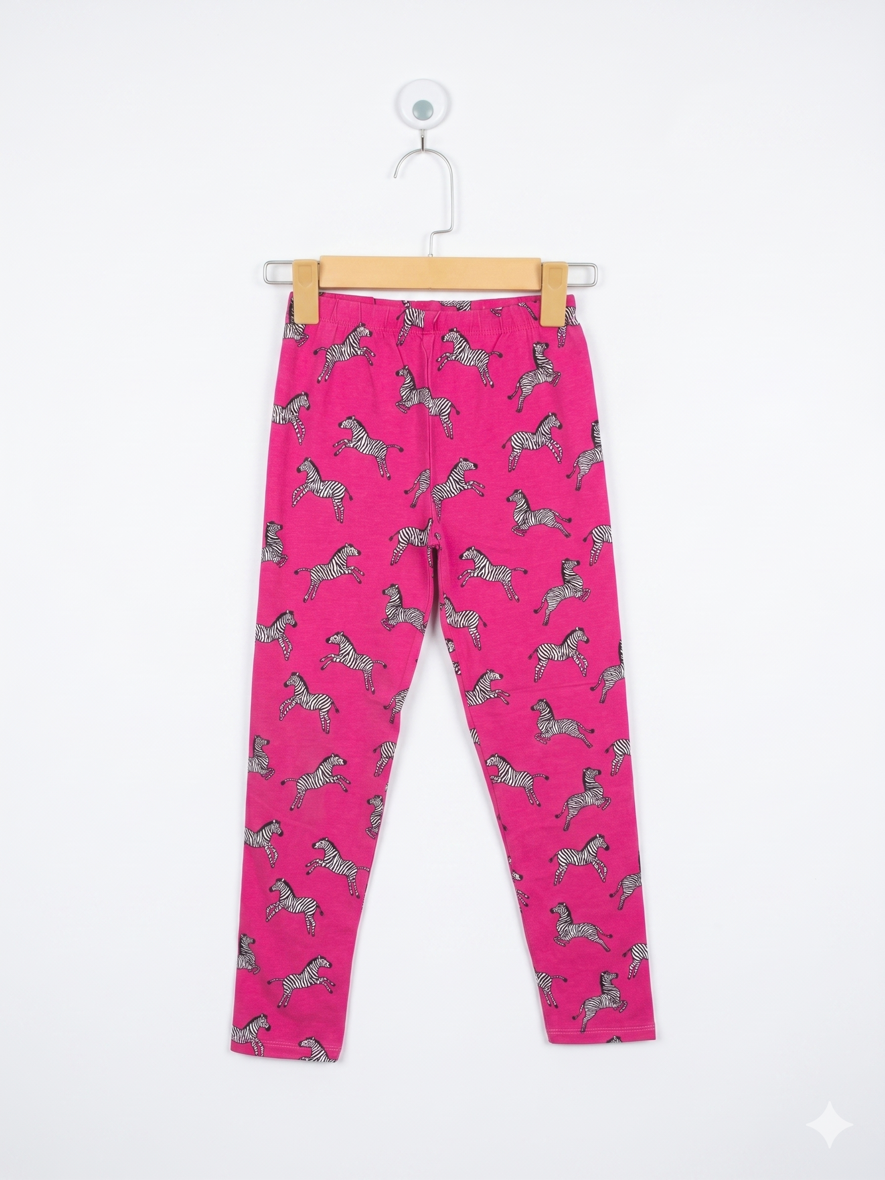 Tu Girls Vibrant Pink "Dancing Zebra" Print Leggings - Size Estimated Age 9 Years AB1