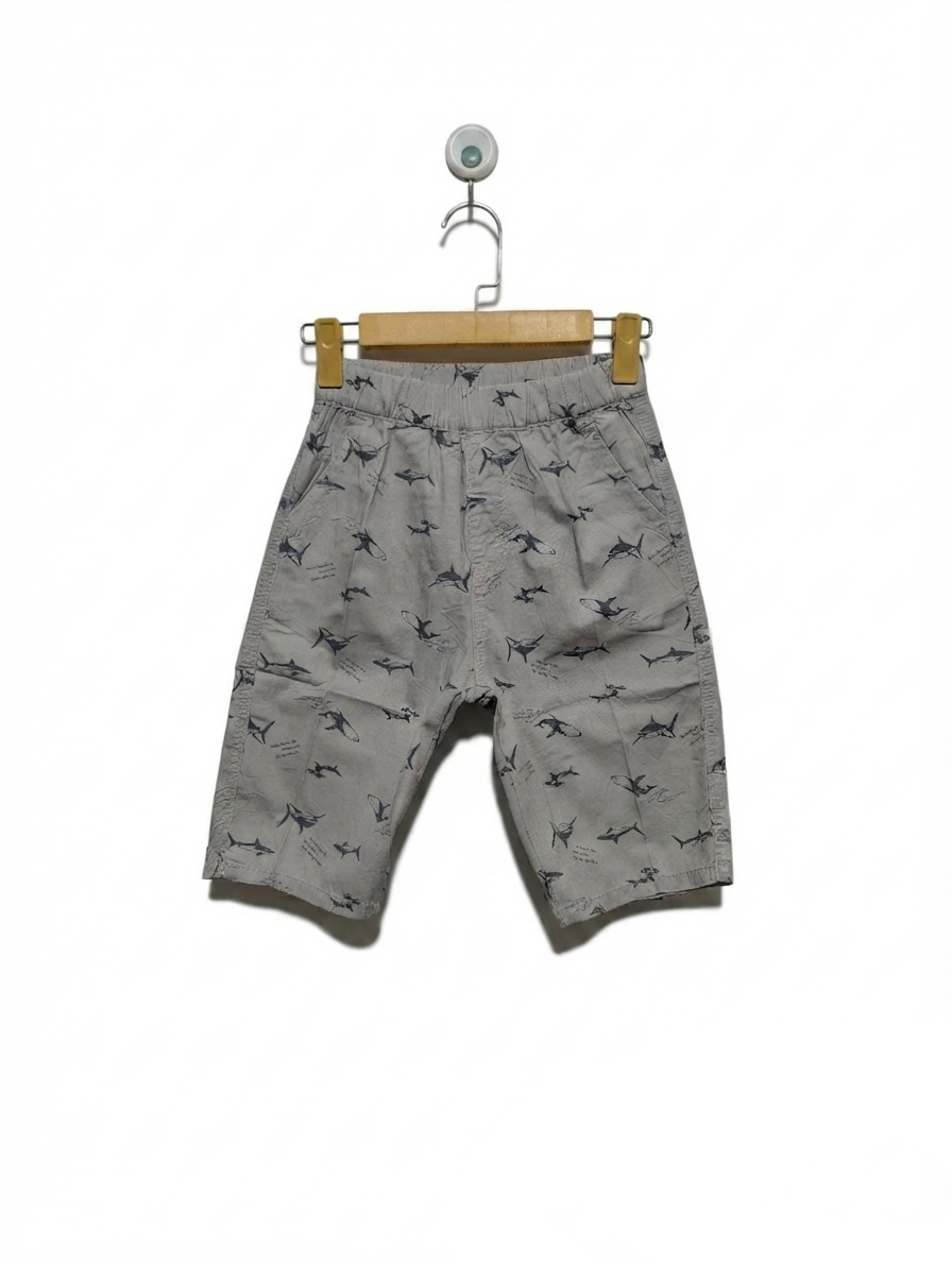 Wild Club Boys Grey Shark Print Summer Shorts - Size 140 Estimated Age 9-10 Years AB2