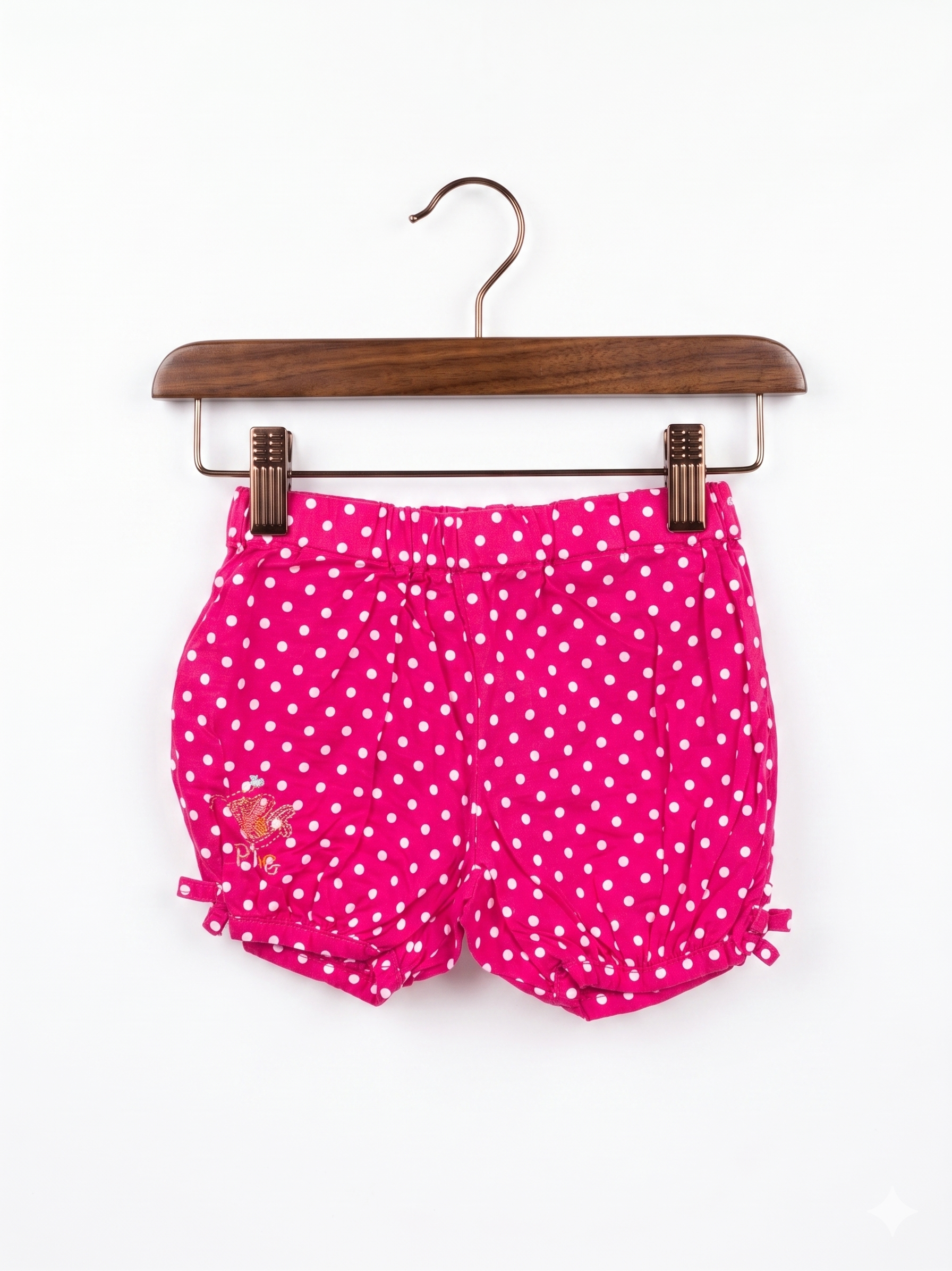 Disney Newborn Girls Magenta Pink Polka Dot Cotton Bloomers with Bow Detail  Size on Label: New Born (Fits approx. up to 1 month / up to 4.5 kg) AB1