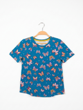 Wonder Nation Girls Teal "Colorful Butterfly" Print Short Sleeve Tee - Size L/G (10-12) Estimated Age 10-12 Years AB2