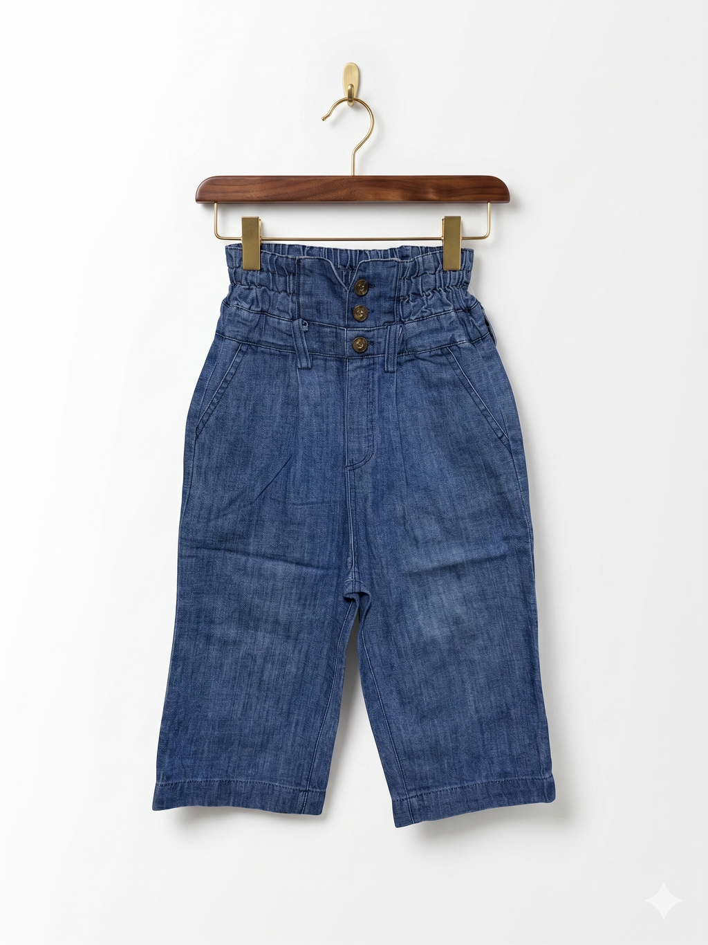 Petit Main Girls' High-Waisted Paperbag Denim Culottes - Size 3-4 Years AB1