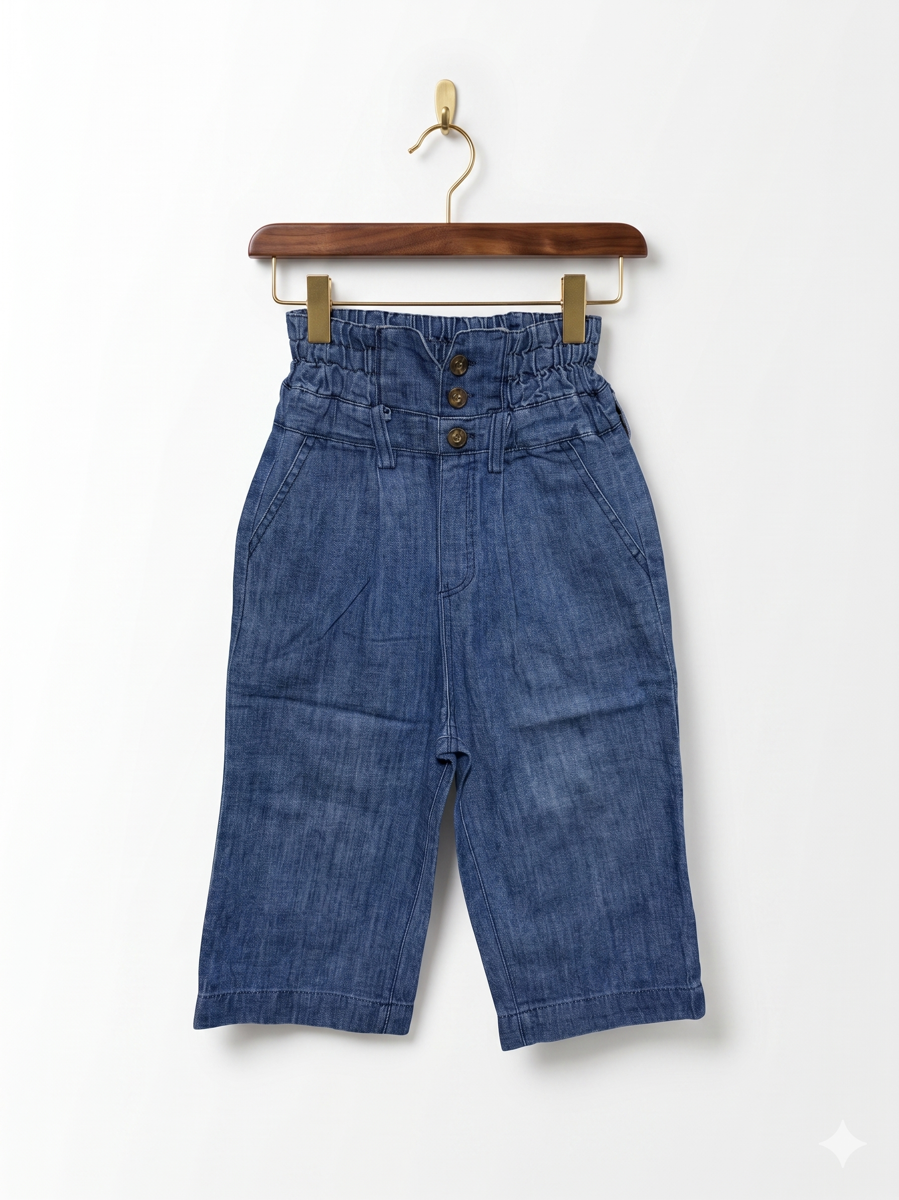 Petit Main Girls' High-Waisted Paperbag Denim Culottes - Size 3-4 Years AB1