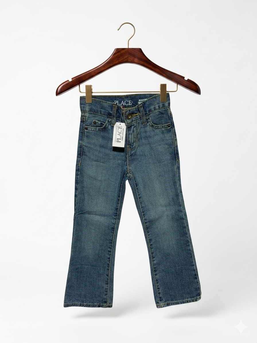 The Children's Place Girls' Medium Wash Bootcut Denim Jeans - Size 5 Slim AB1