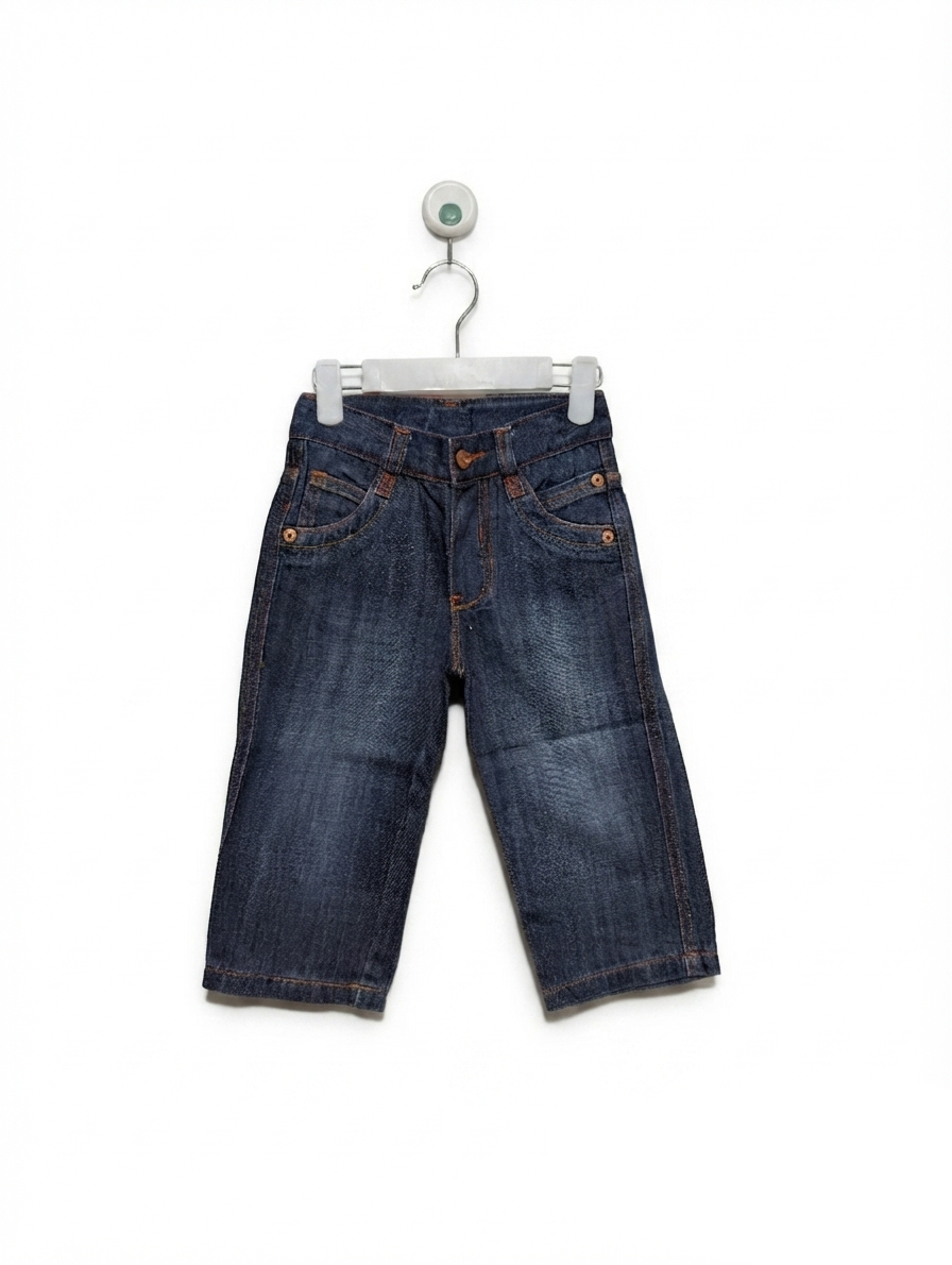Mothercare Boys Dark Wash Denim Adjustable Waist Casual Jeans - Size Estimated Age 1-1.5 Years AB2