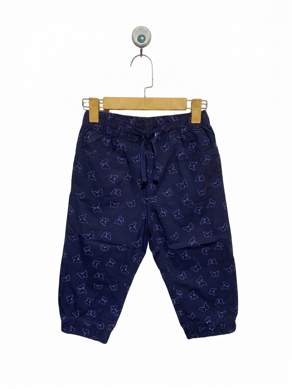 YIGGA Girls Navy Blue Butterfly Print Jogger-Style Trousers - Size Estimated Age 8-9 Years AB1