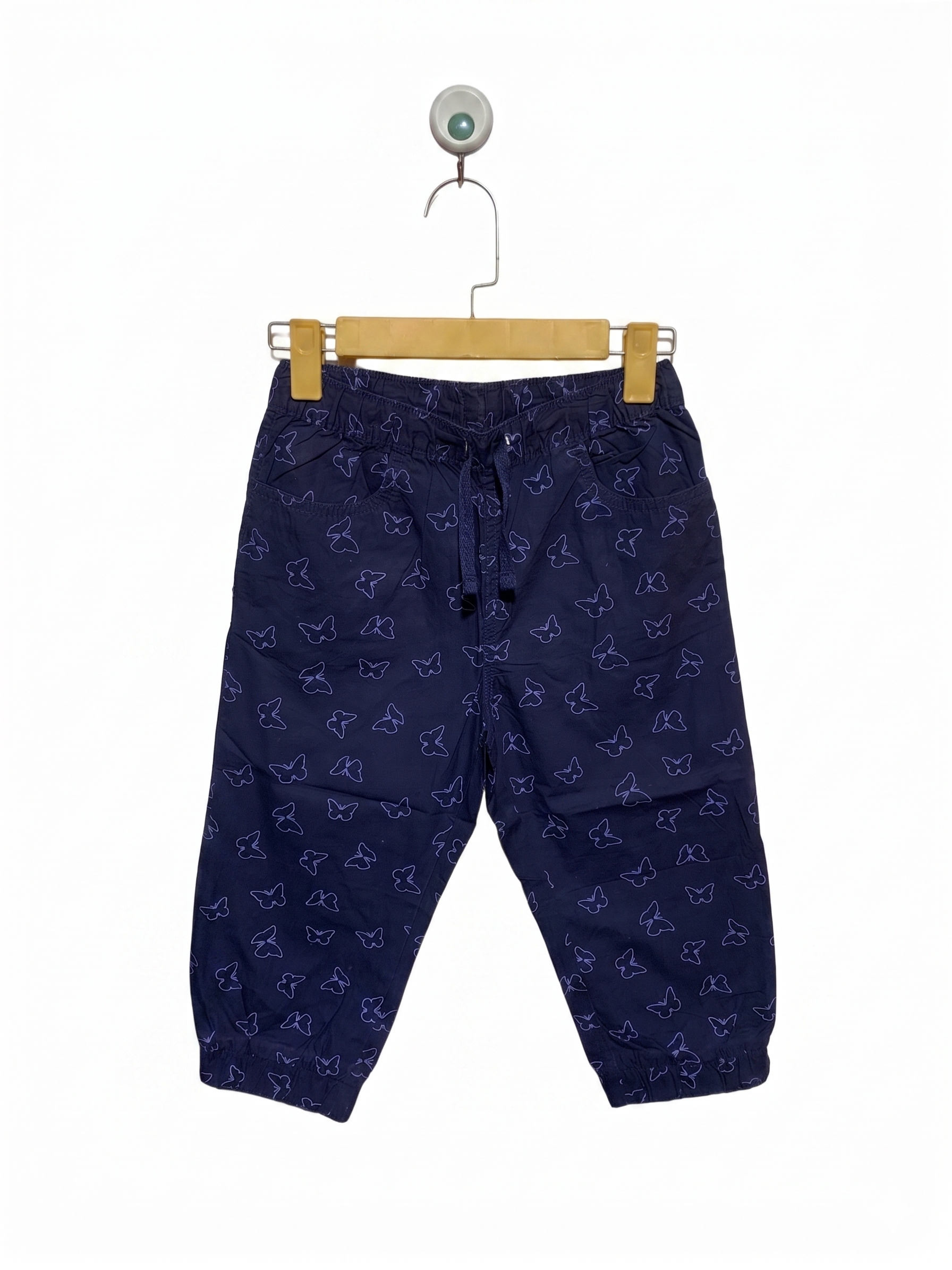 YIGGA Girls Navy Blue Butterfly Print Jogger-Style Trousers - Size Estimated Age 8-9 Years AB1