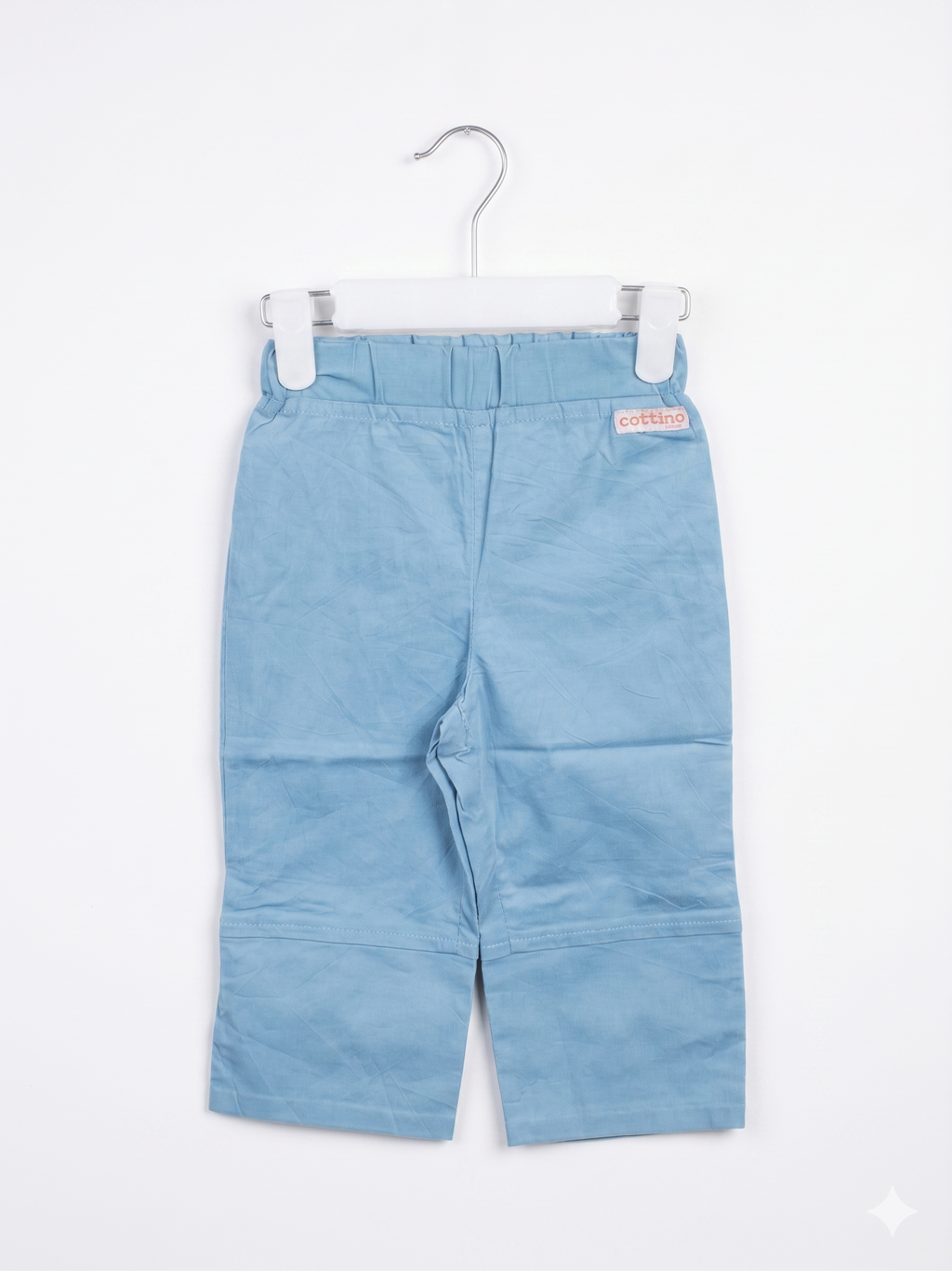 Cottino Girls Blue Cotton Straight-Leg Trousers AB1