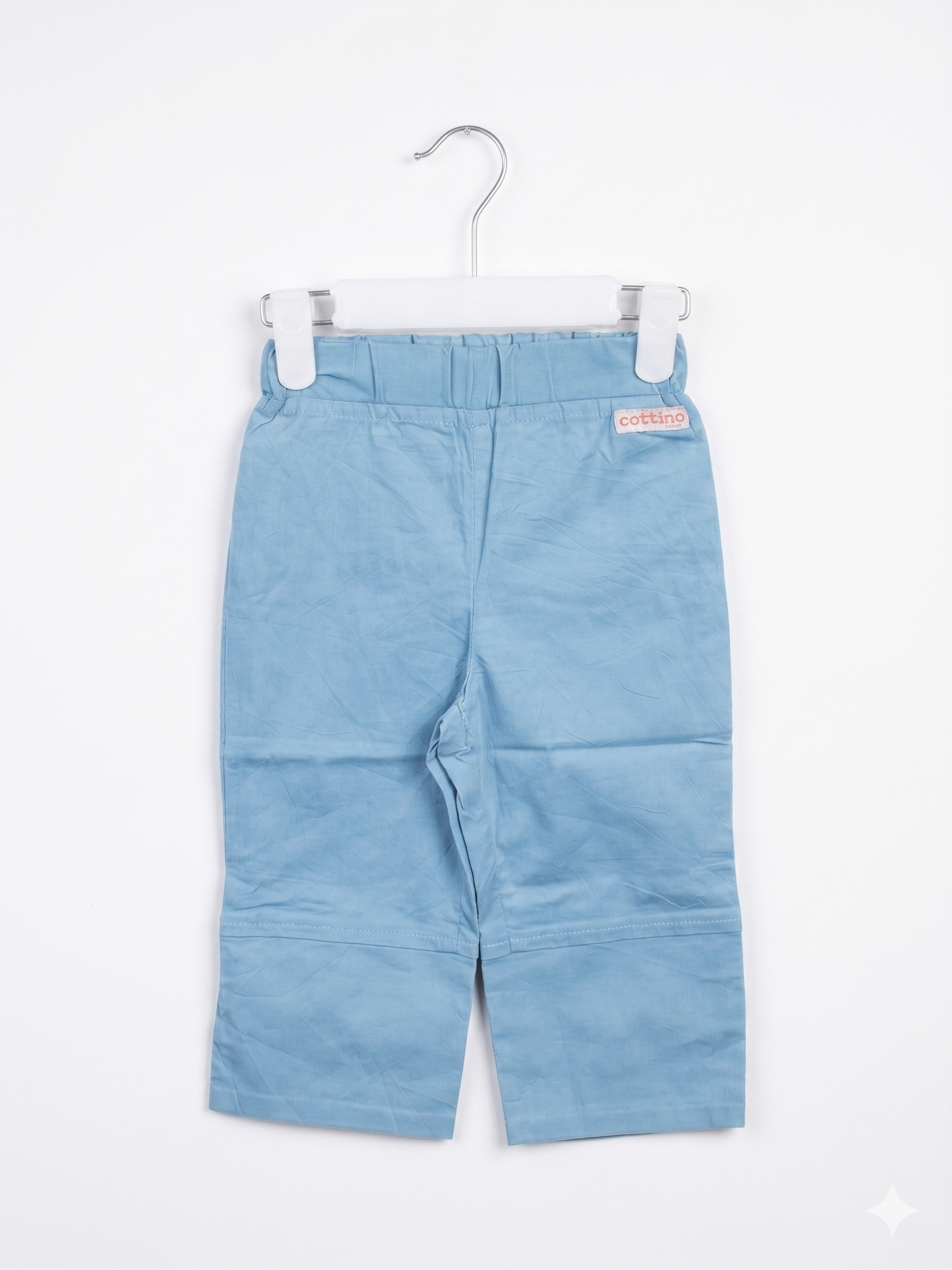 Cottino Girls Blue Cotton Straight-Leg Trousers AB1