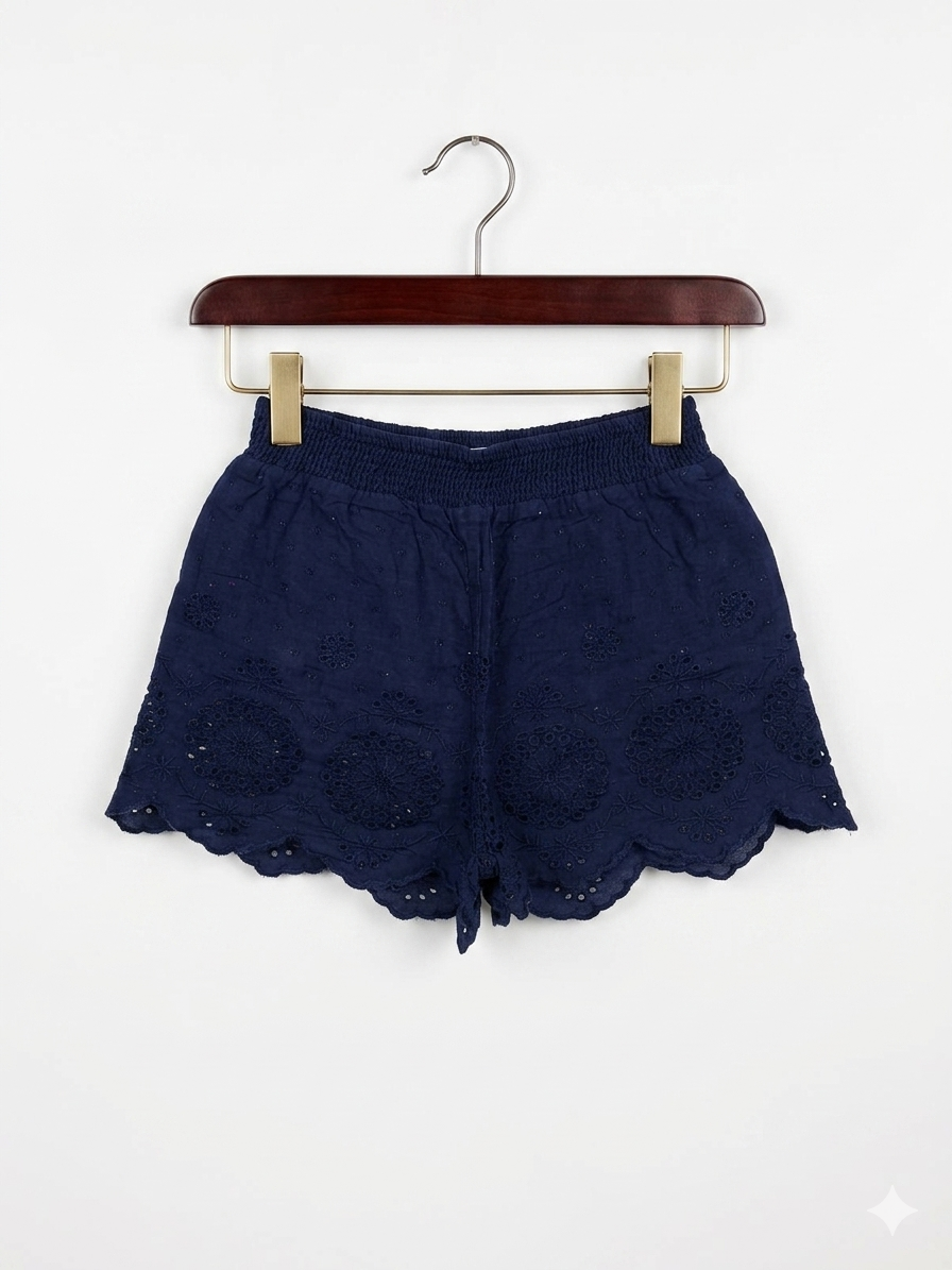 F&F Toddler Girls Navy Blue Eyelet Embroidered Shorts - Size 3-4 Years AB1