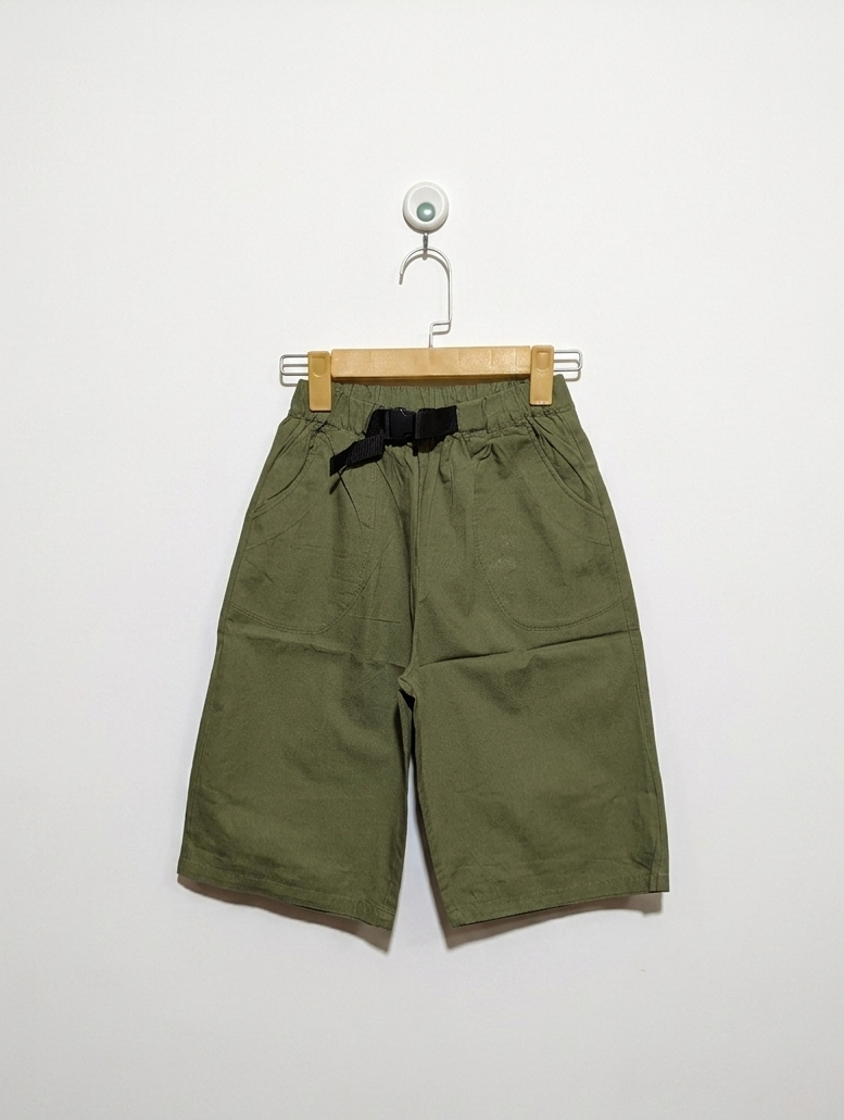 Boys Olive Green Casual Cargo Shorts with Integrated Belt - Size 150 (Estimated Age 11-12 Years) AB2
