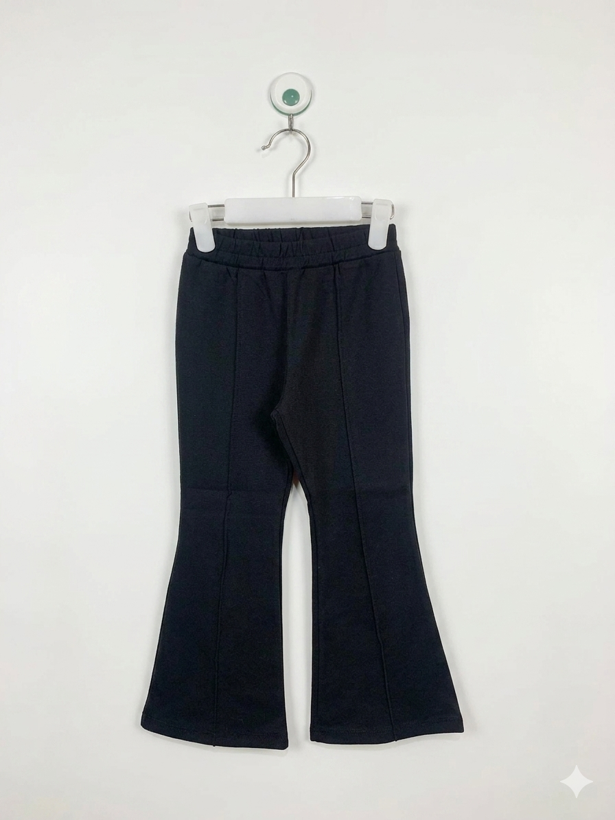 Lago Girls' Black Essential Ribbed Flare Leggings - Size Large AB1