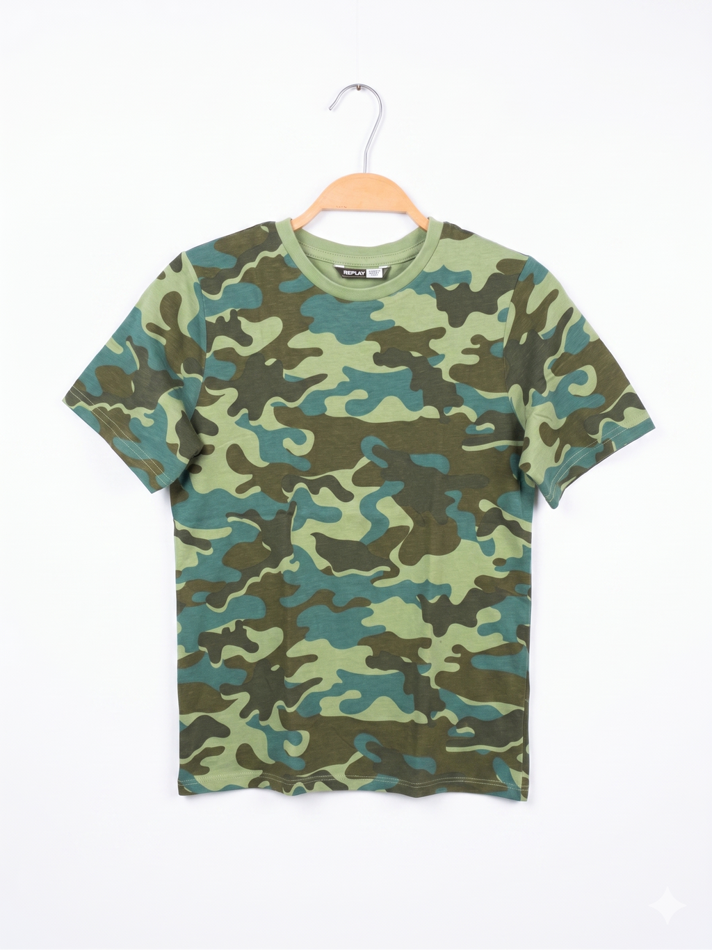 Pep & Co Boys Classic Green Camouflage Short Sleeve Tee - Size Estimated Age 9-10 Years AB1