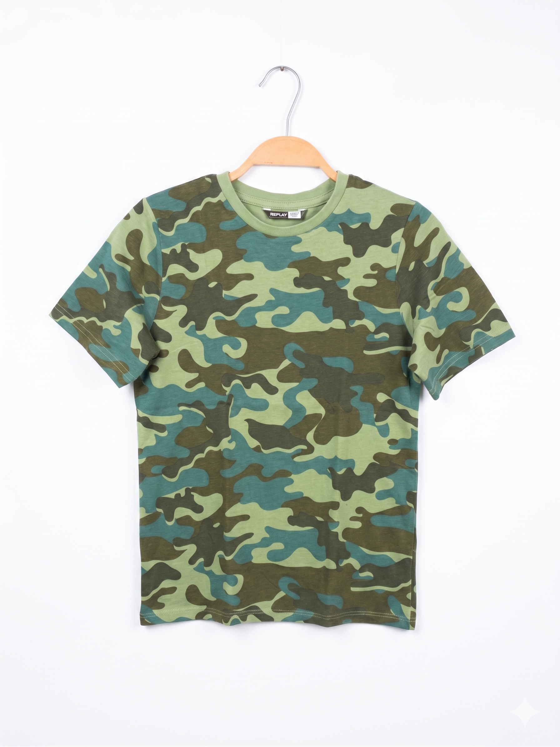 Pep & Co Boys Classic Green Camouflage Short Sleeve Tee - Size Estimated Age 9-10 Years AB1
