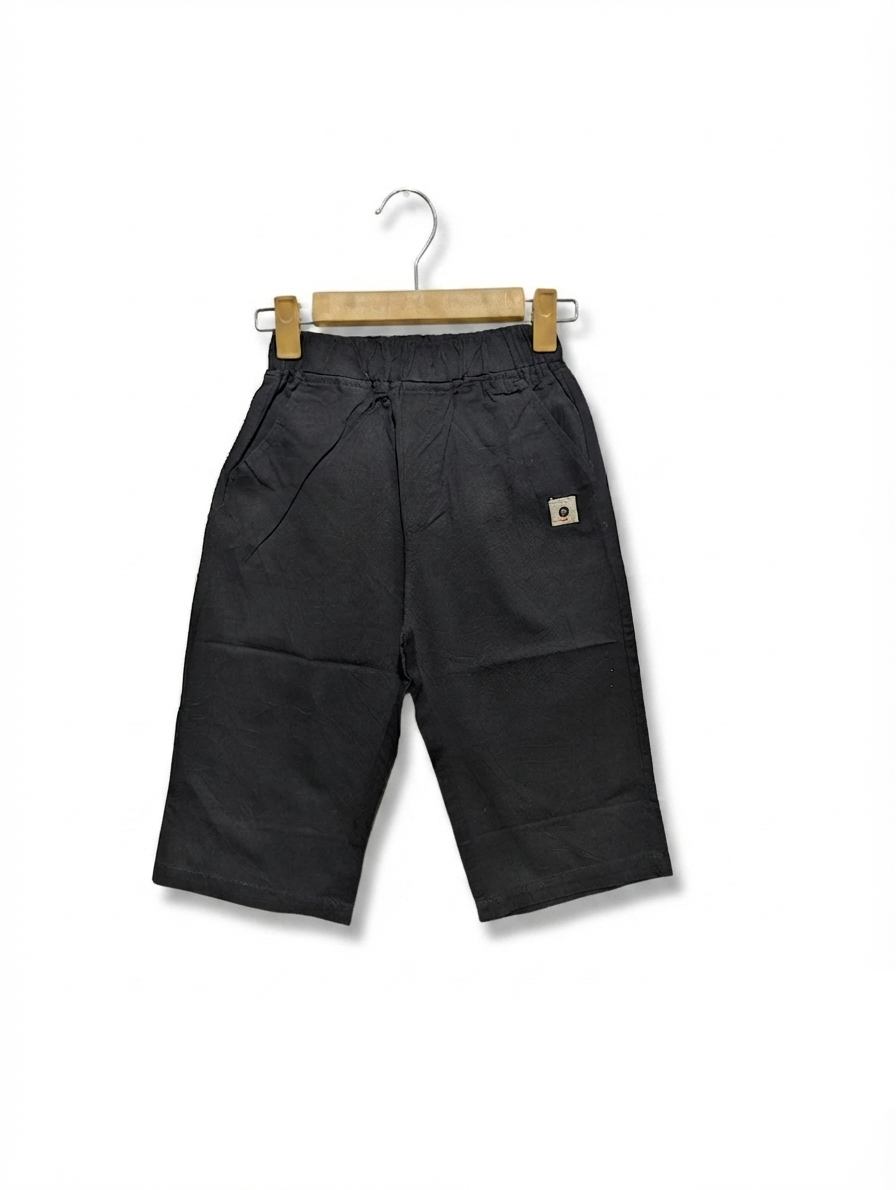 Boys Solid Black Minimalist Pull-On Shorts - Size 140 Estimated Age 9-10 Years AB2