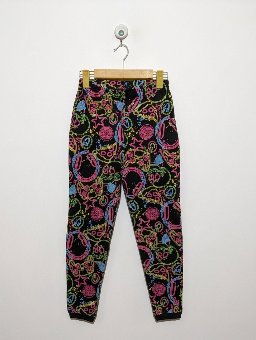 George Boys Black "Neon Gaming" Graphic Joggers - Size Estimated Age 10-11 Years AB2
