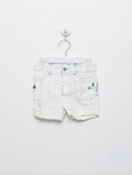 Okay Boys White Contrast Stitching Casual Shorts - Size Estimated Age 9-12M AB2