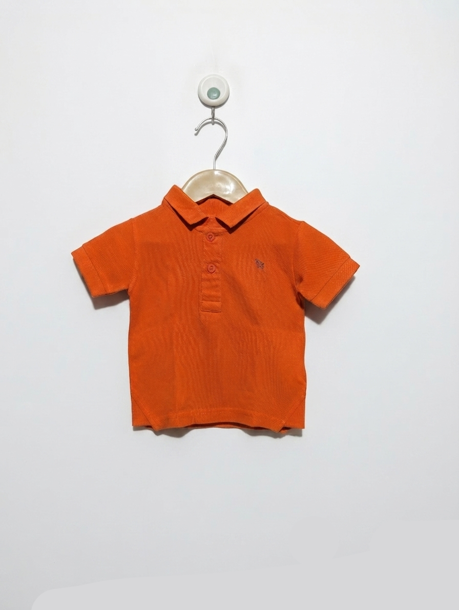 Next Boys Bright Orange Short Sleeve Polo Shirt - Size Estimated Age 3-6 Months AB2