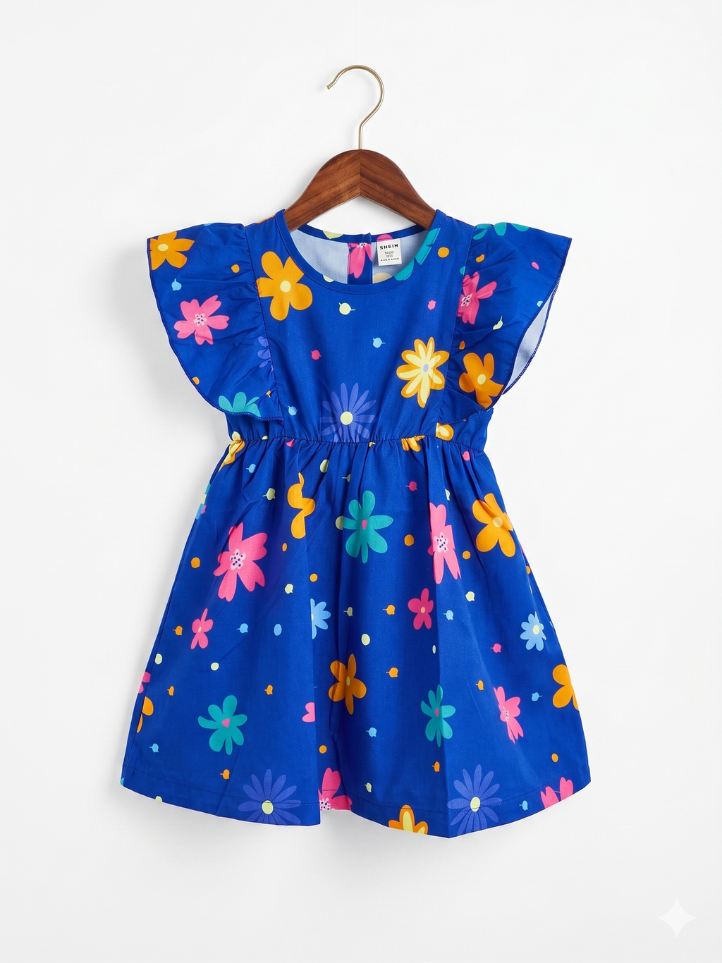 SHEIN Toddler Girls Vibrant Floral Flutter Sleeve Dress - Size 4Y AB1