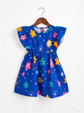 SHEIN Toddler Girls Vibrant Floral Flutter Sleeve Dress - Size 4Y AB1