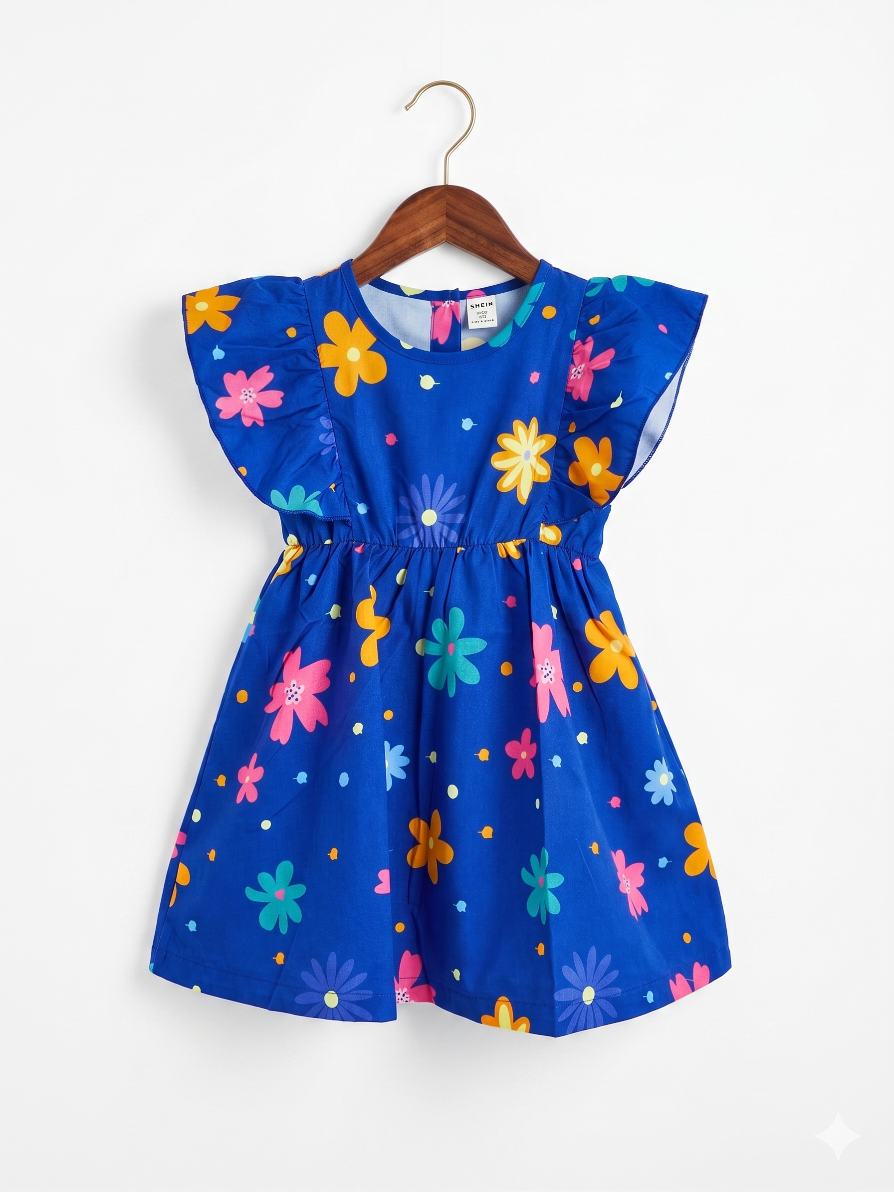 SHEIN Toddler Girls Vibrant Floral Flutter Sleeve Dress - Size 4Y AB1