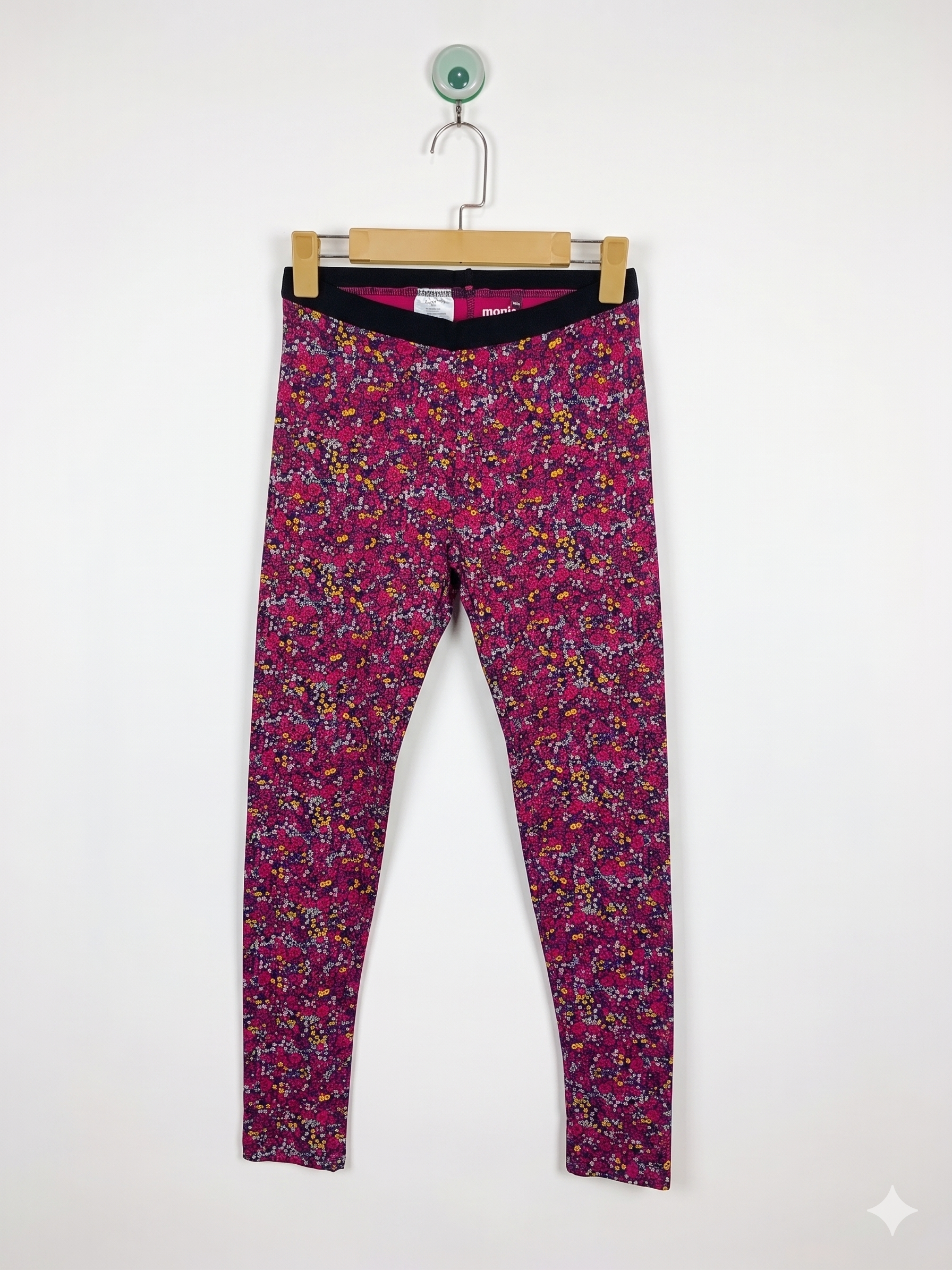 Pepperts! Girls Floral Print Vibrant Magenta Leggings - Size 158/164 (Estimated Age 12-14 Years) AB1