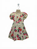 NEXT Girls Cream & Pink Floral Print Dress - Size 9 Years Estimated Age 9 Years AB4