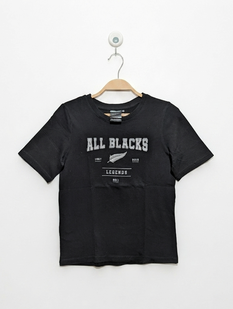 All Blacks Boys Black "Legends" Graphic Tee - Size 10 Estimated Age 9-10 Years AB2