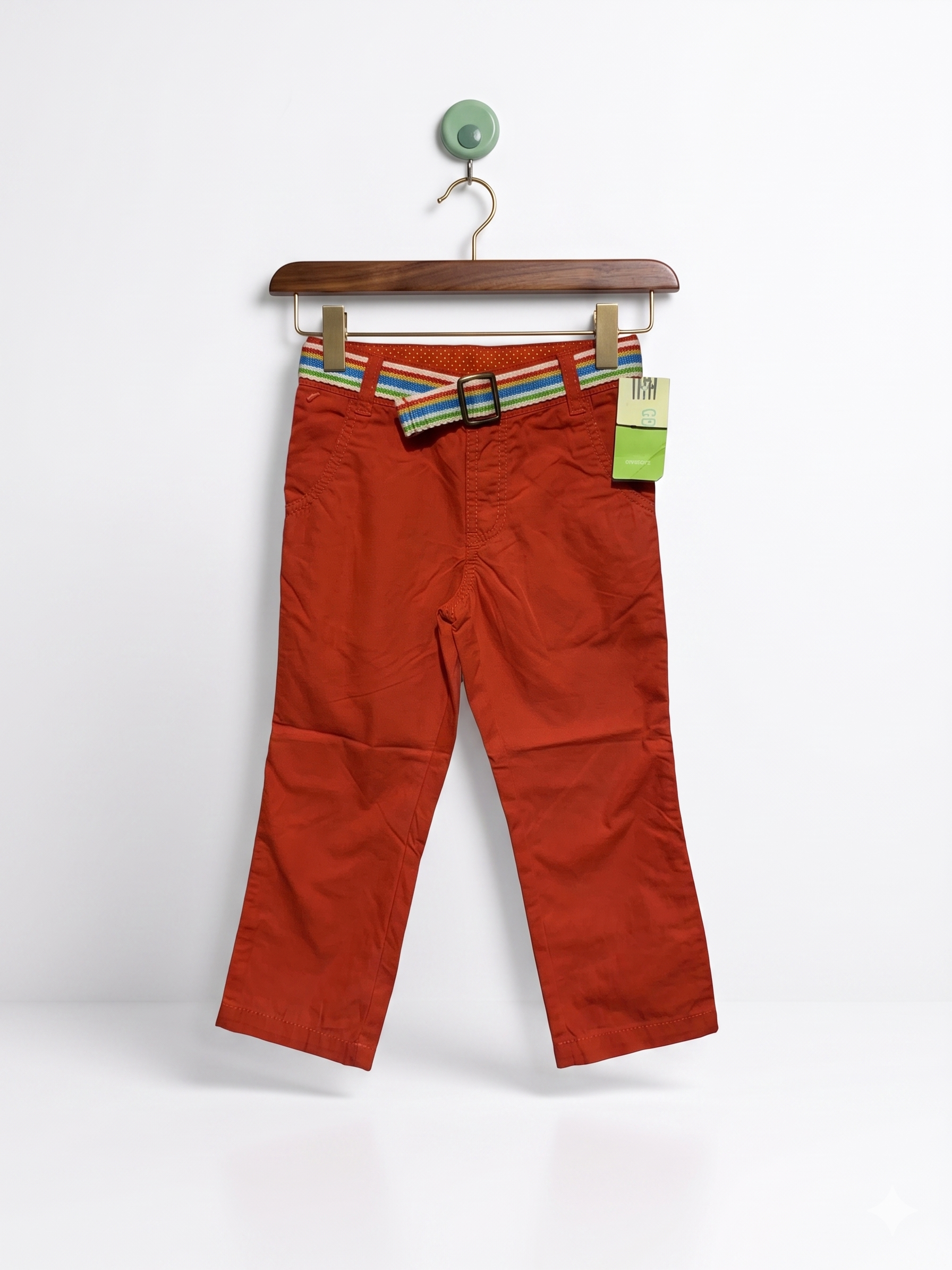 Genuine Kids from OshKosh Toddler Girls' Red Stretch Chino Pants with Rainbow Belt - Size 3T AB1
