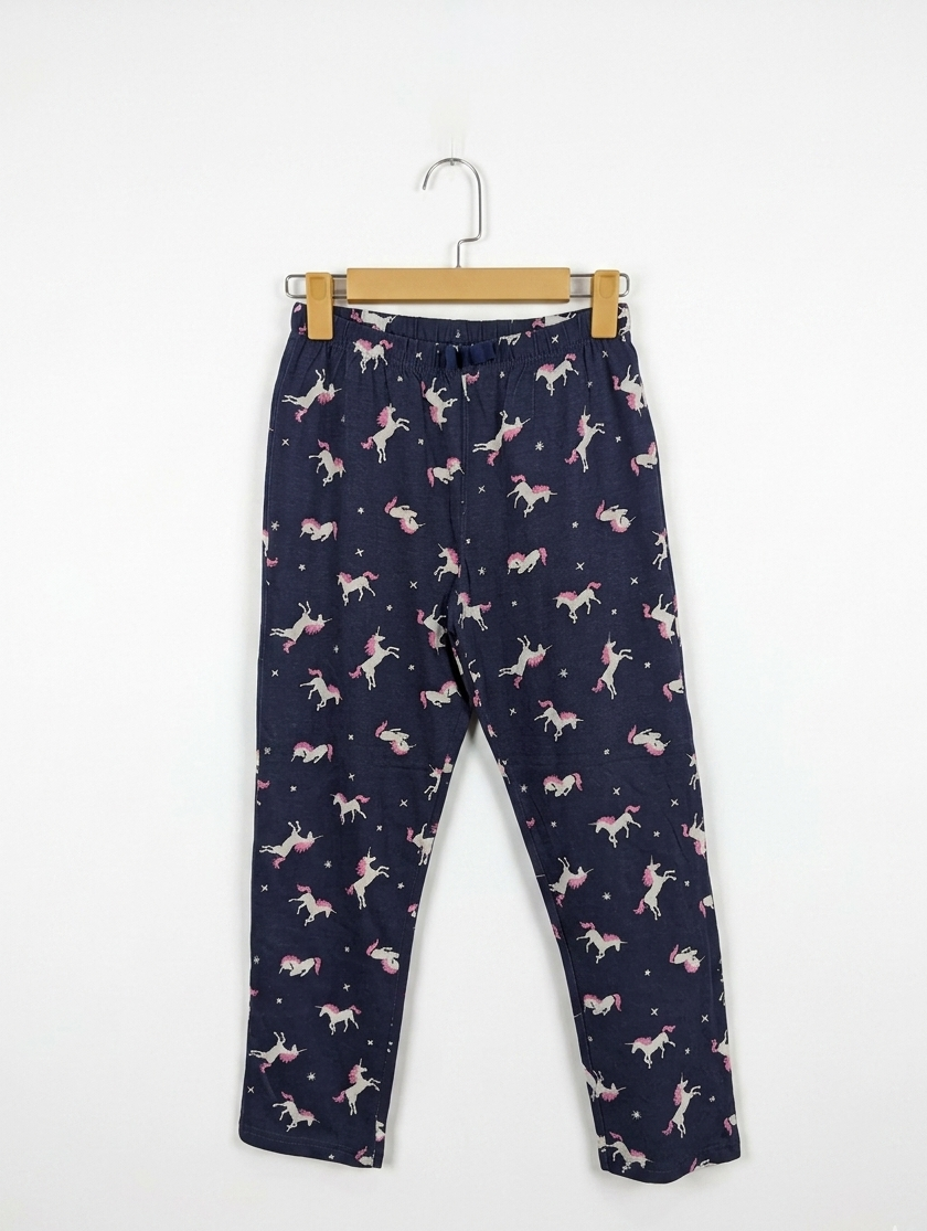 F&F Girls Navy Blue "Magical Unicorn" Printed Leggings - Size Estimated Age 11-12 Years AB2