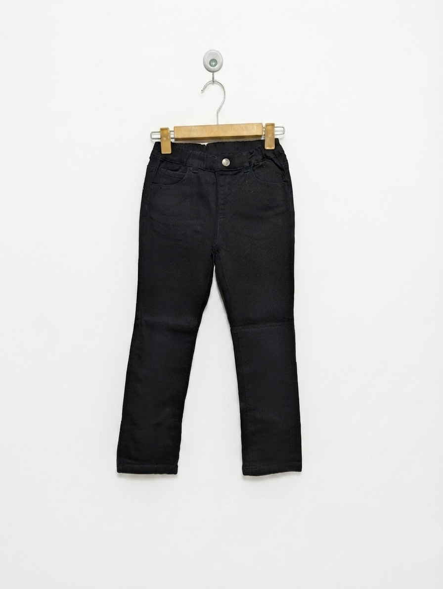 Girls Solid Black Stretch Denim Pants - Size 130 CM Estimated Age 8-9 Years AB2