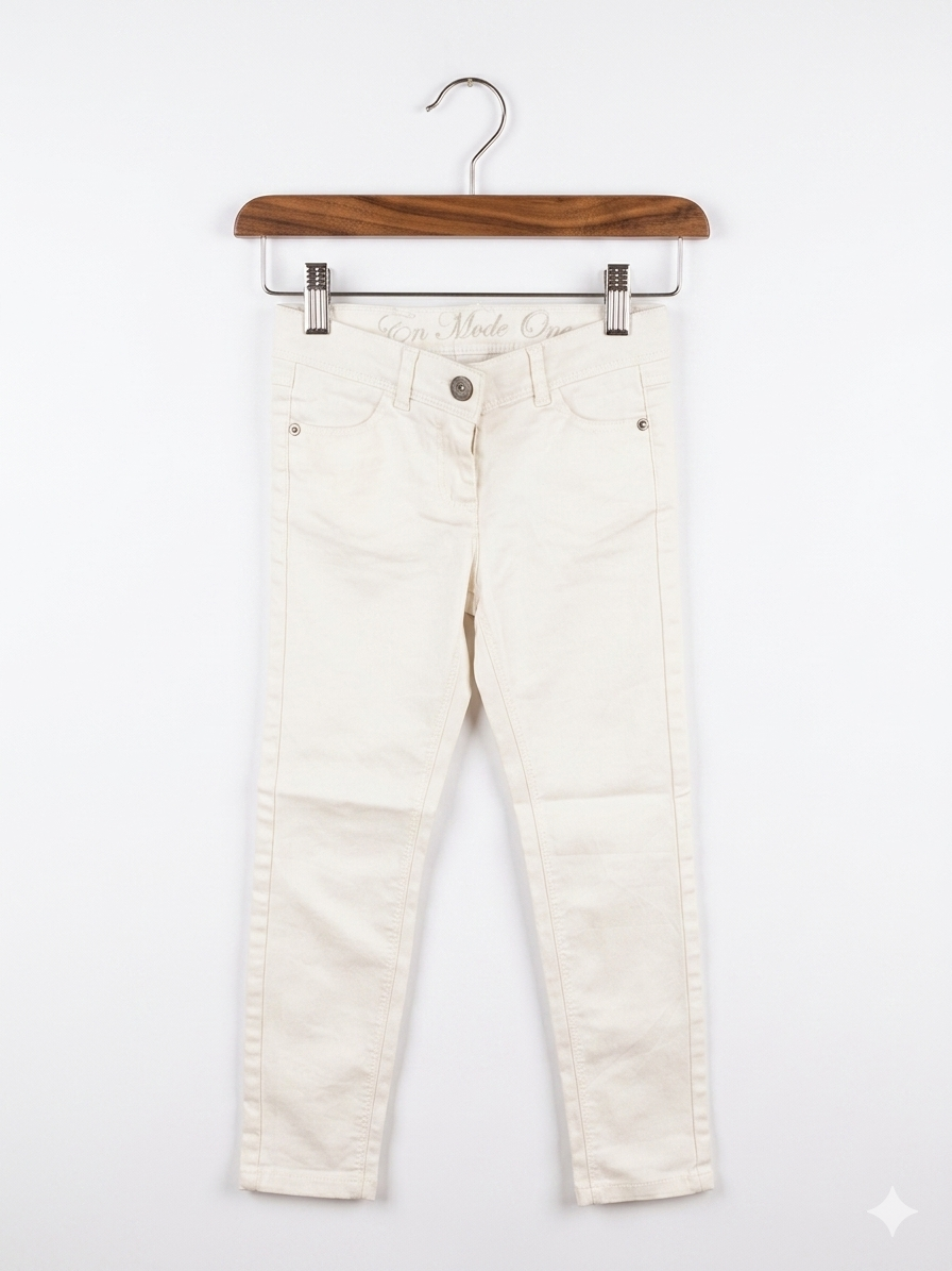 Orchestra Girls' Cream Slim-Fit Stretch Denim Trousers - Size 5 Years AB1