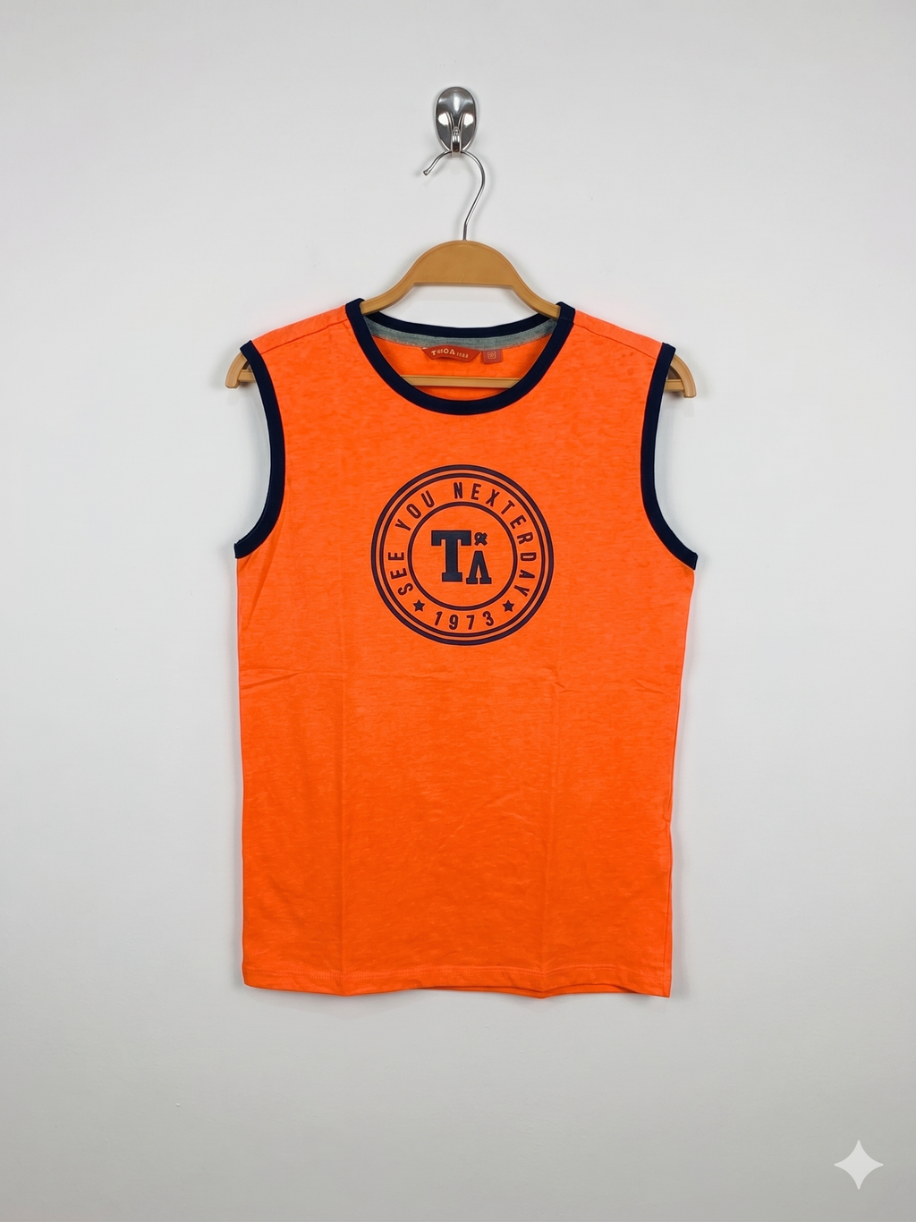 Tygo & Vito Boys Neon Orange "See You Nexterday" Graphic Sleeveless Tank - Size 146/152 (Age 11-12Y) AB1