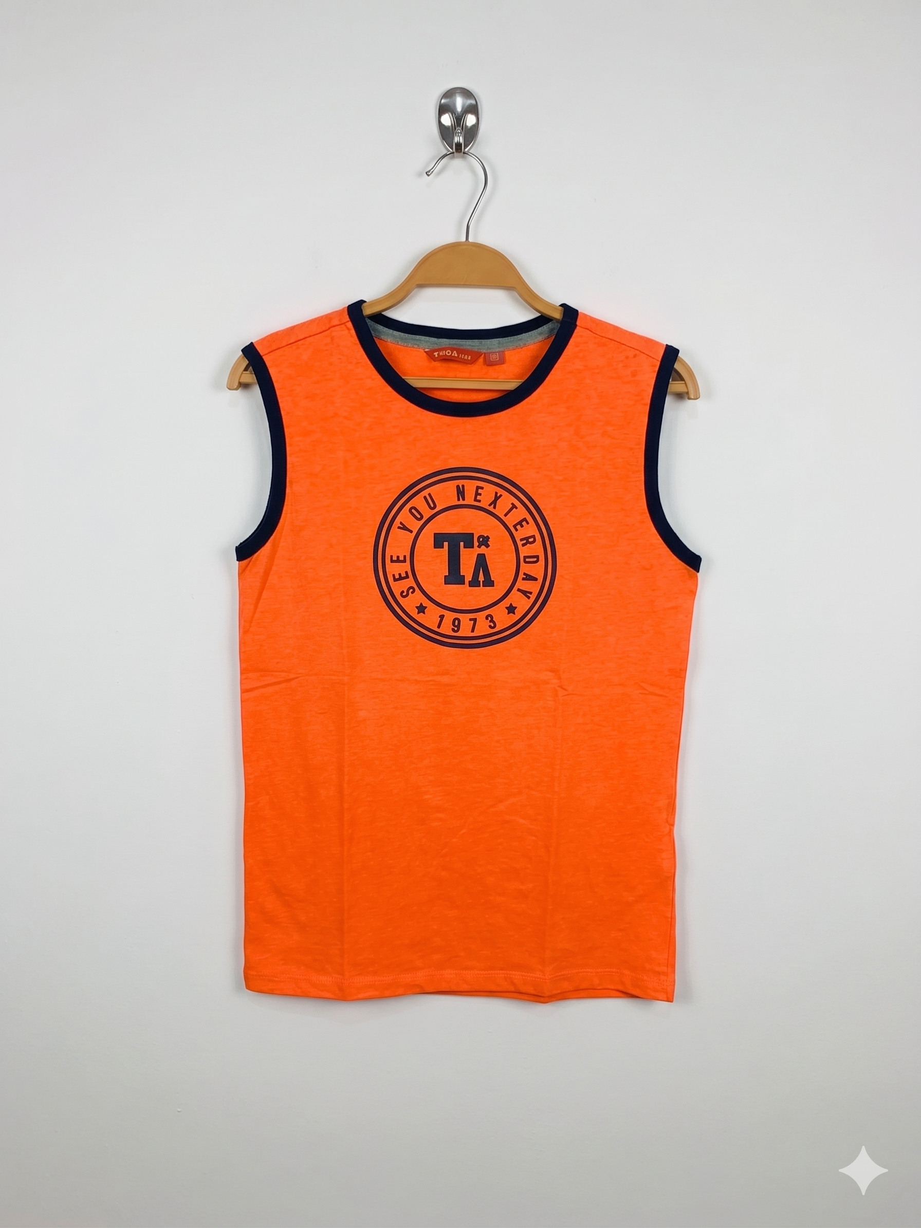 Tygo & Vito Boys Neon Orange "See You Nexterday" Graphic Sleeveless Tank - Size 146/152 (Age 11-12Y) AB1
