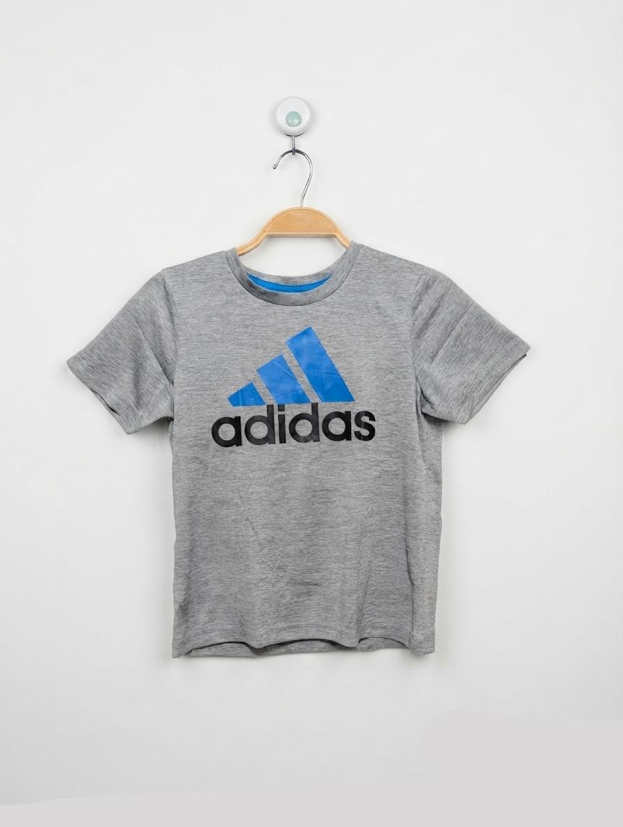 Adidas Boys Heather Grey "Sporty Logo" Tee - Size 5 (Estimated Age 5 Years) AB2
