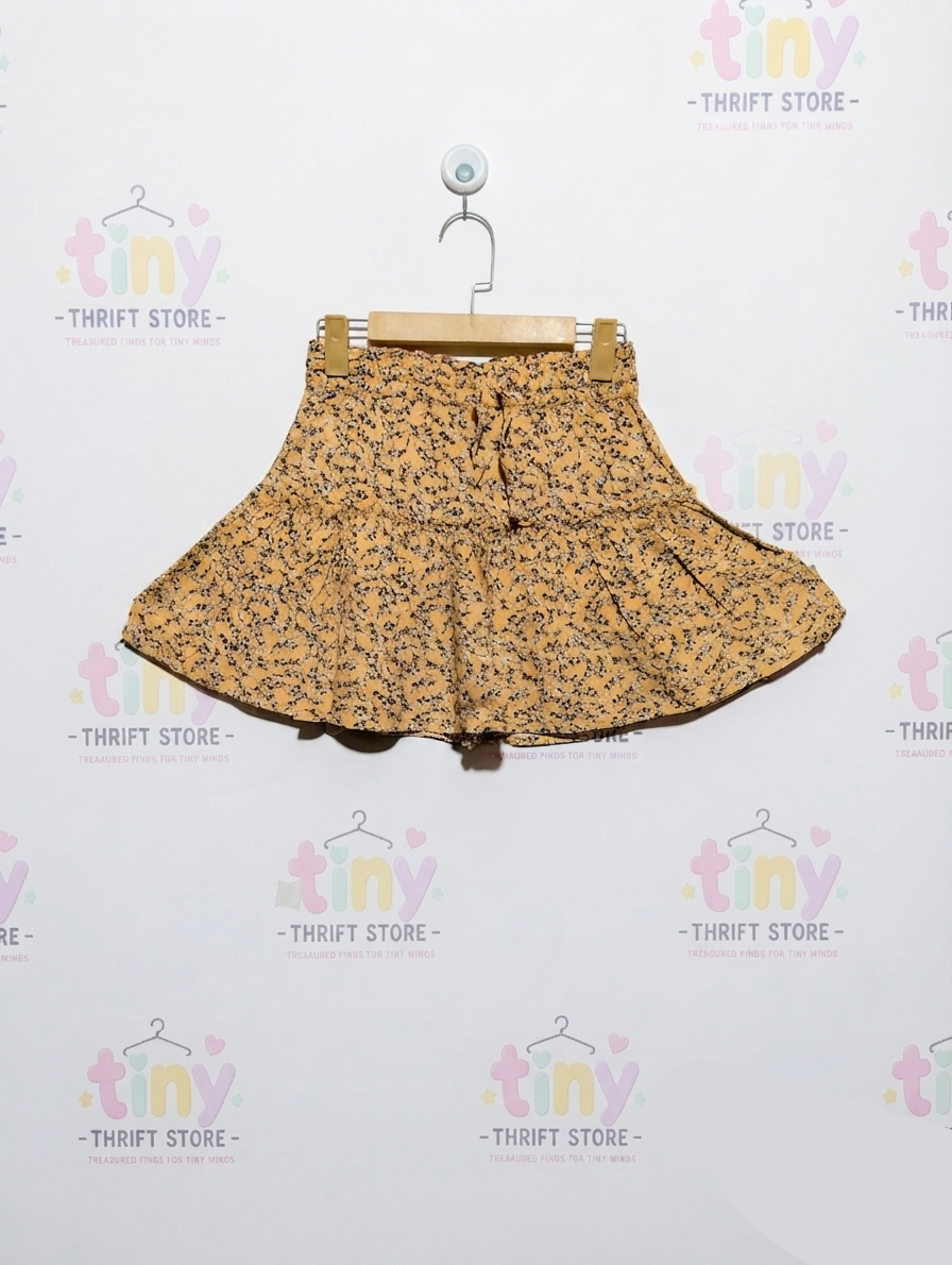 WE Fashion Girls Mustard Yellow Floral Ruffle Skirt - Size 134/140 Estimated Age 9-10Y AB2