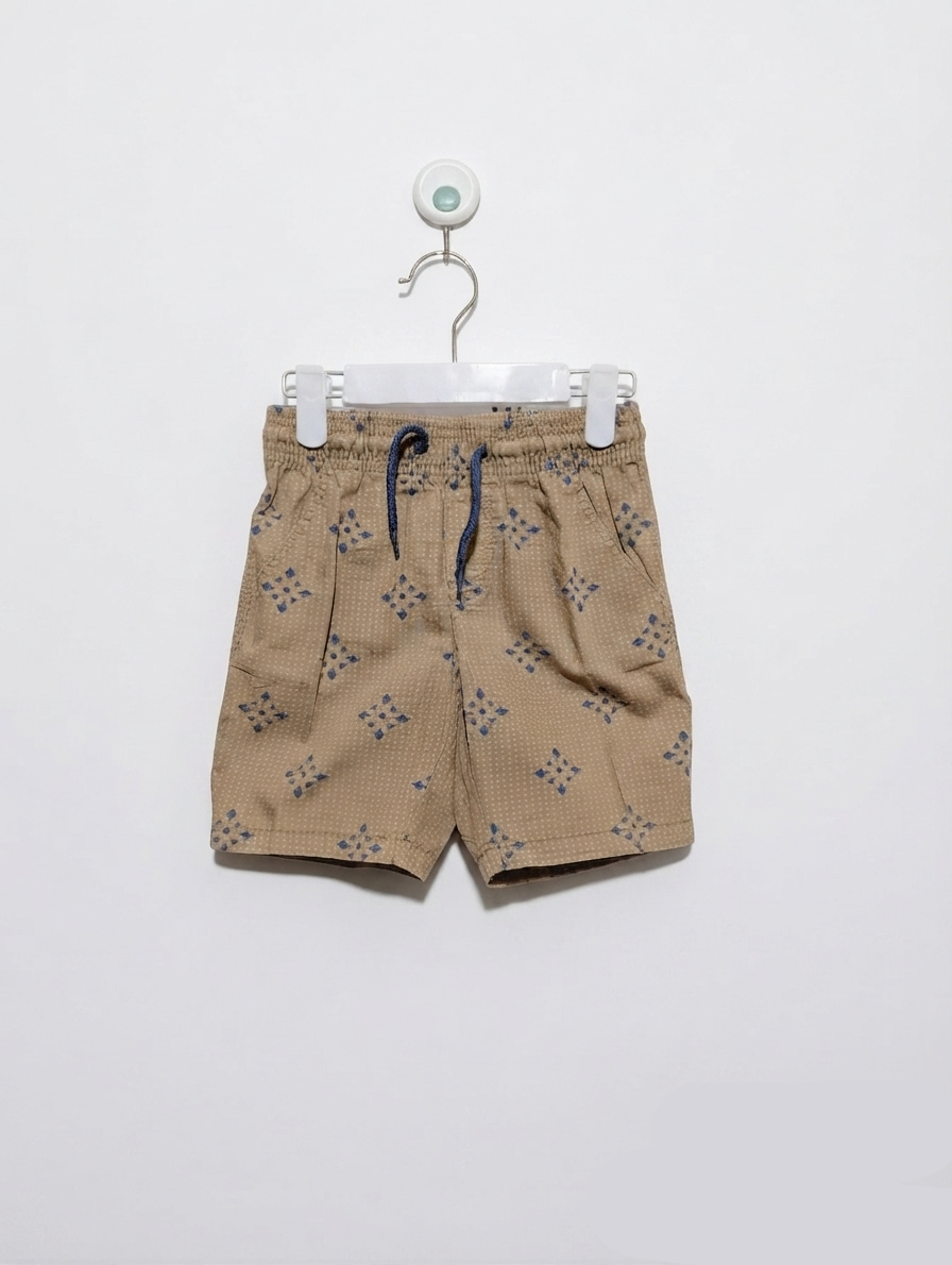 Lupilu Boys Khaki & Blue Geometric Print Casual Shorts - Size Estimated Age 3-4 Years AB2