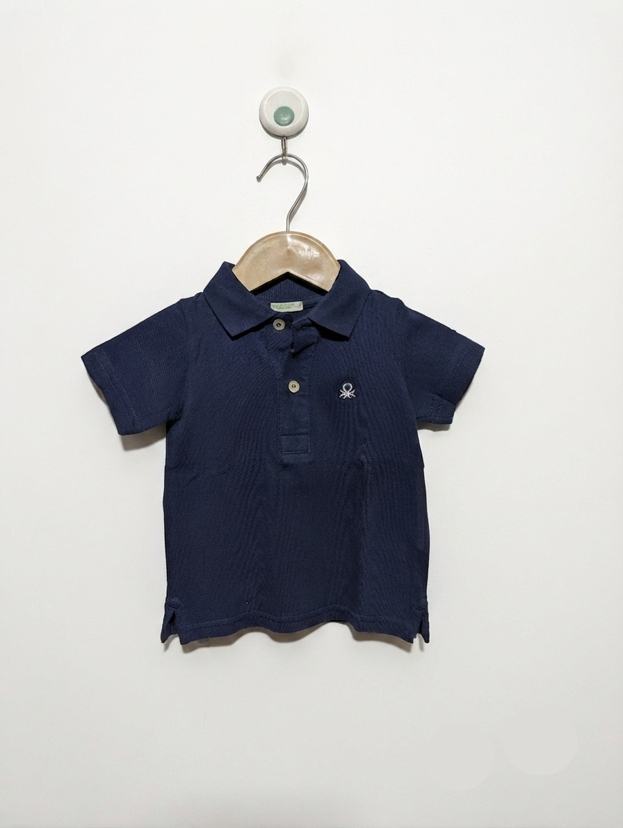 Benetton Boys Navy Blue Classic Polo Shirt - Size Estimated Age 6 to 9 Months AB2