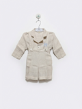 Blukids Baby Boys Beige Striped Long Sleeve Romper Set - Size Estimated Age 9 Months AB2