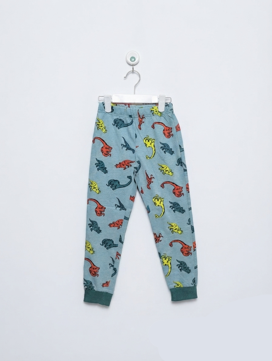 Little Kids Boys Blue "Dinosaur Adventure" Printed Jogger Pants - Size 5-6 Years (Estimated Age 5-6 Years) AB2