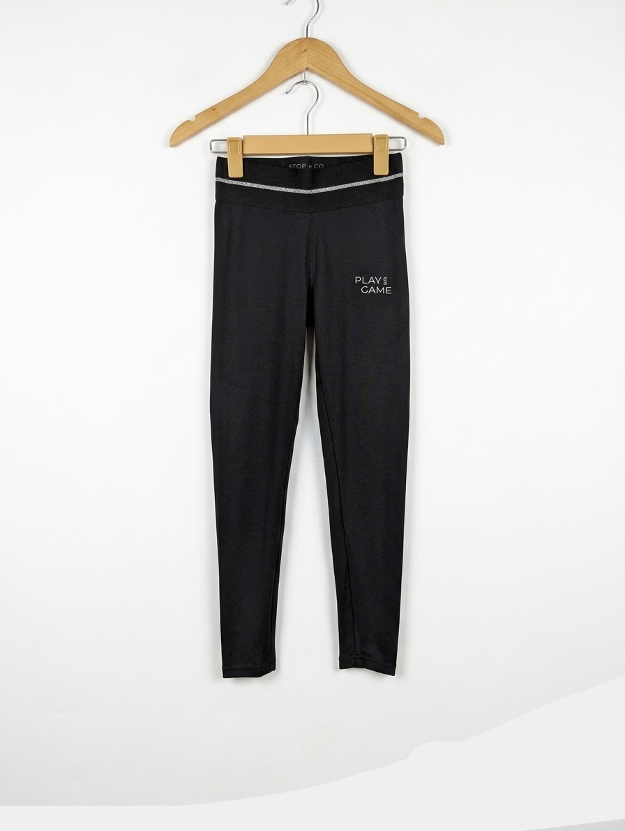 STOP + GO Girls Black "Play Game" Athletic Leggings - Size 140 Estimated Age 9-10 Years AB2